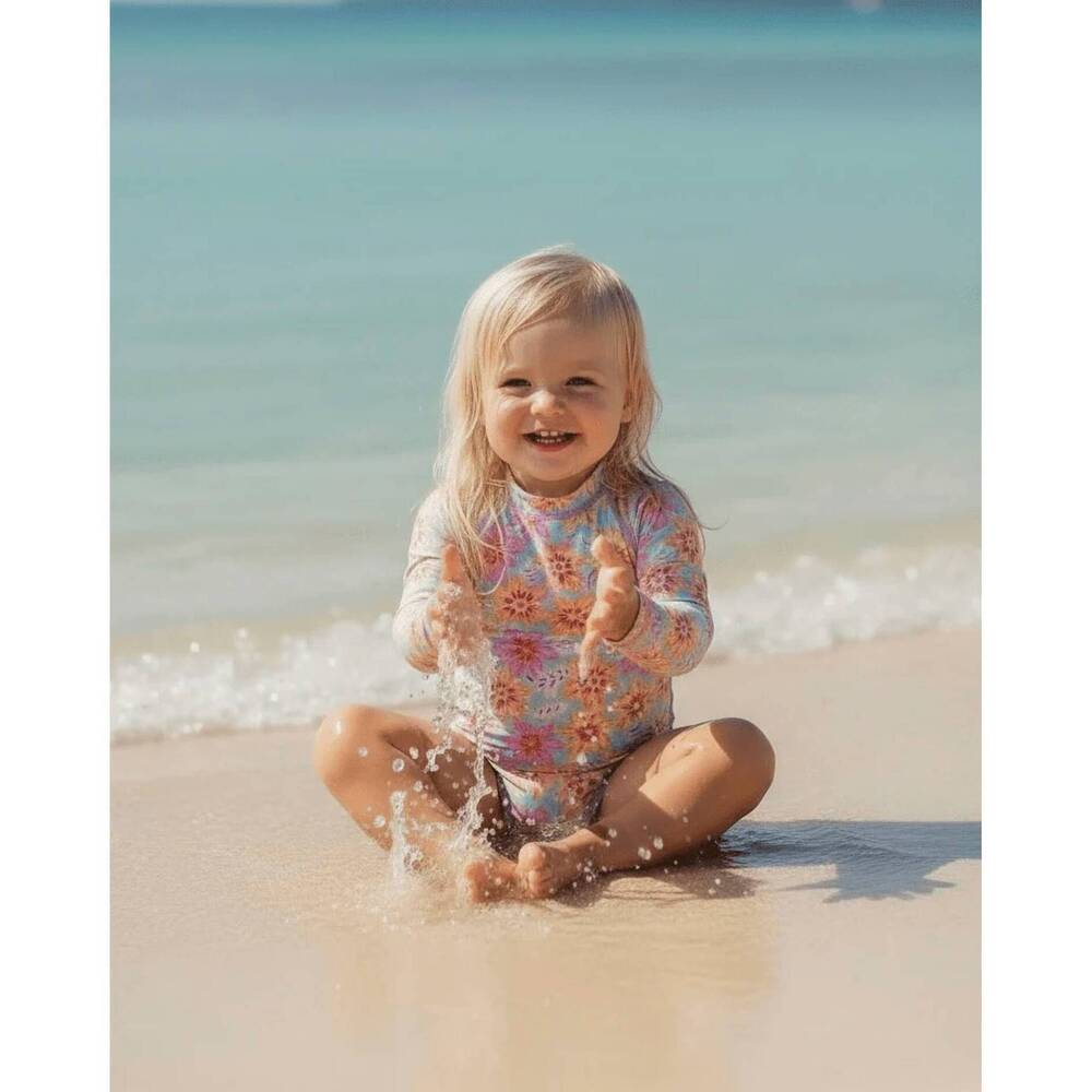 NEW FEATHER 4 ARROW wave chaser one-piece rashguard swimsuit in bright side flor